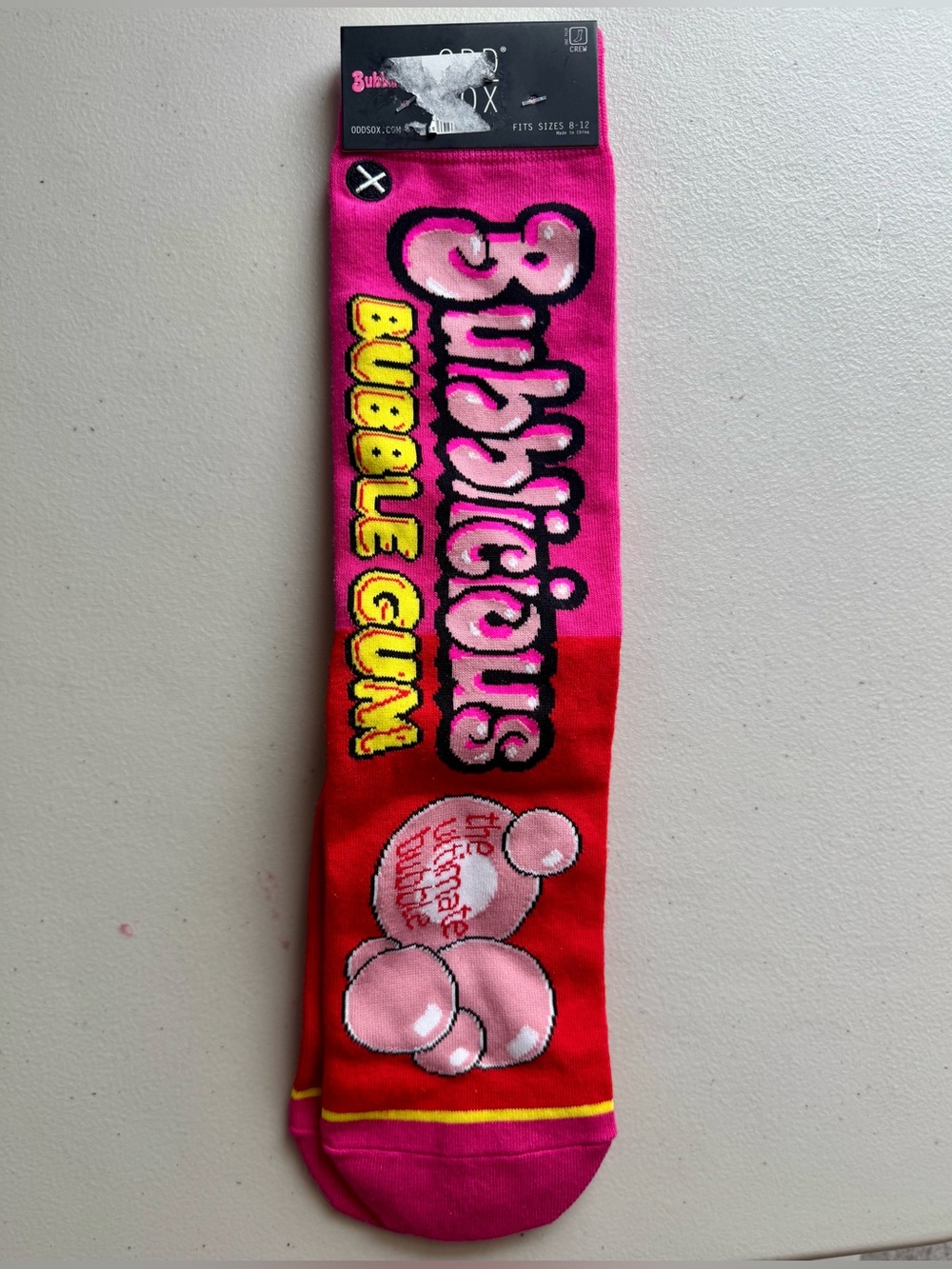 Odd Sox Bubblicious Bubble Gun Pink Retro Inspired Crew Neck Socks. Unisex NWT